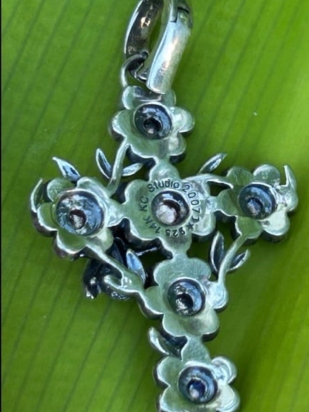 Barry Kieselstein KC Studio Silver 14K Gold Flower Bee Cross Enhancer Pendant - Picture 7 of 13